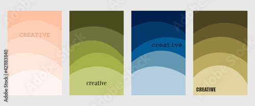 Vector set abstract creative backgrounds in modern minimal trendy color layer with sample text - design templates for social media stories, business presentations, flyers, posters, banner, brochure.