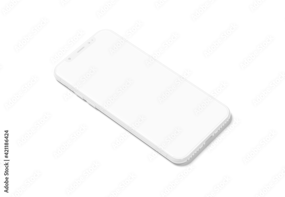 White modern smartphone mockup isolated on white 3D rendering White modern smartphone mockup isolated on white 3D rendering