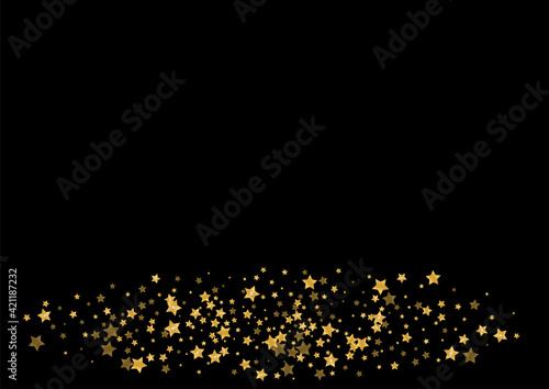 Golden Happy Glitter Design. Explosion Sequin Texture. Gradient Confetti Shining Pattern. Light Star Illustration. Yellow Glow Background