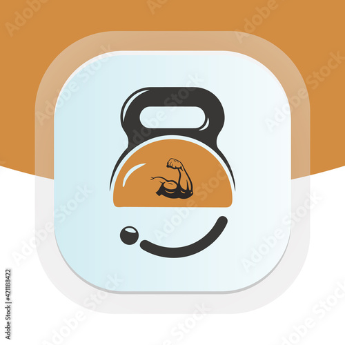 Fitness trainer with dumbbell icon. Physical fitness vector logo design.
