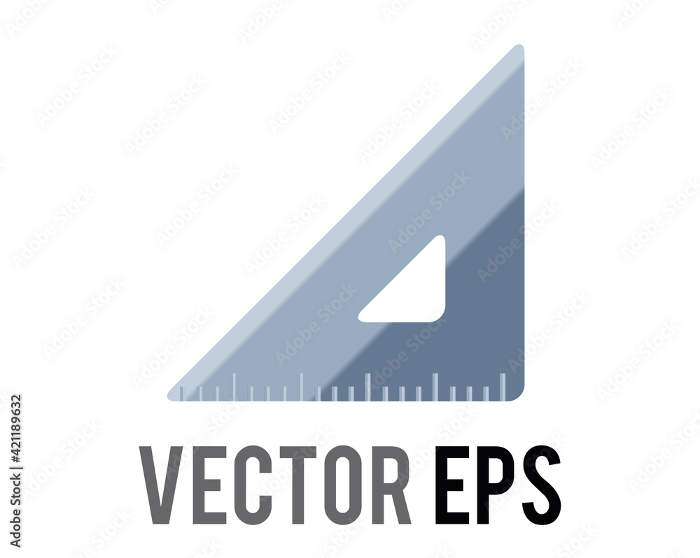vector silver metal triangular ruler icon, as used to draw lines and measure distance vector silver metal triangular ruler icon, as used to draw lines and measure distance
