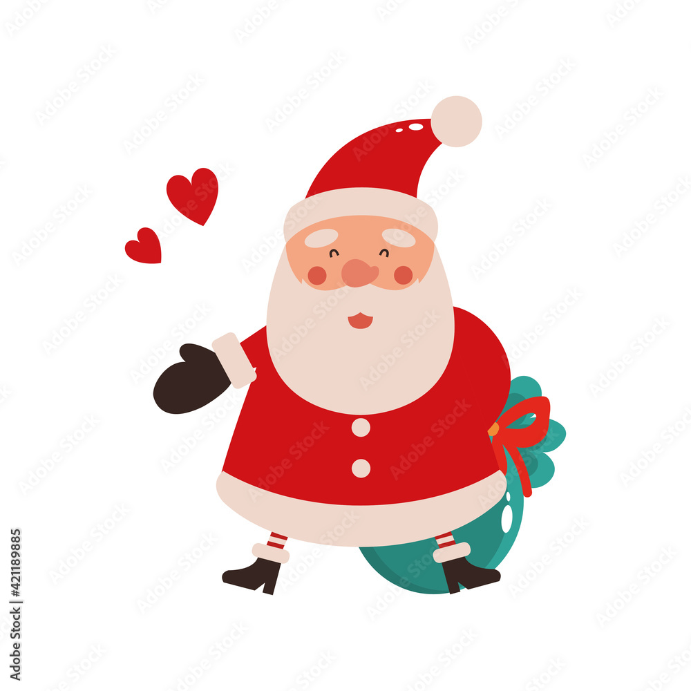Vector illustration of cute Santa Claus mascot or character isolated on white background. Flat style Vector illustration of cute Santa Claus mascot or character isolated on white background. Flat style