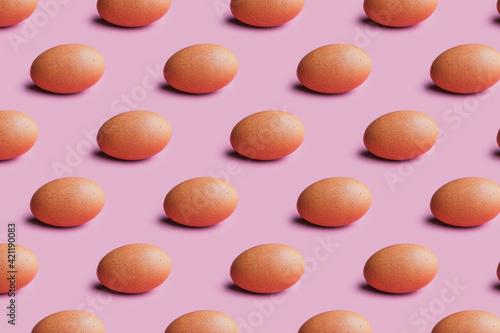 Trendy Fuchsia Pink paired with a rustic egg. Seamless background for design. 