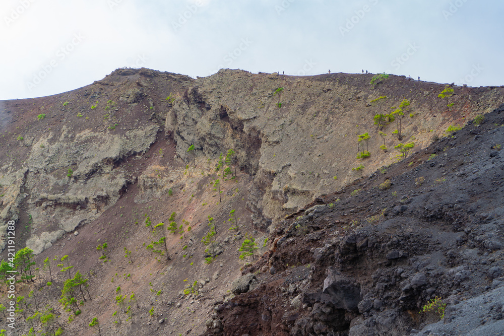 View of the crater of the San Antonio volcano on the Canary Island of La Palma