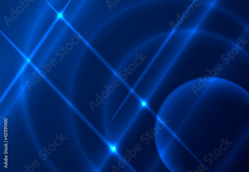 Abstract futuristic background with glowing circles and lines on a blue background. © Светлана Губенко