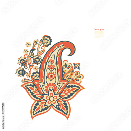 Floral Paisley isolated vector pattern greeting card