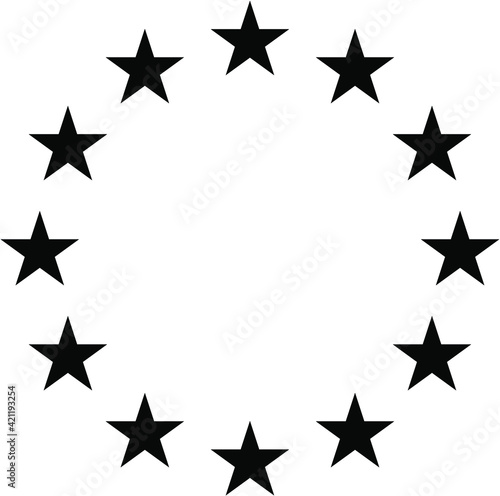 ten black stars in round isolated on the white background icon or logo vector illustration