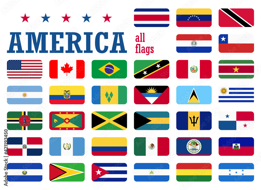 all country flags of America all country flags of America