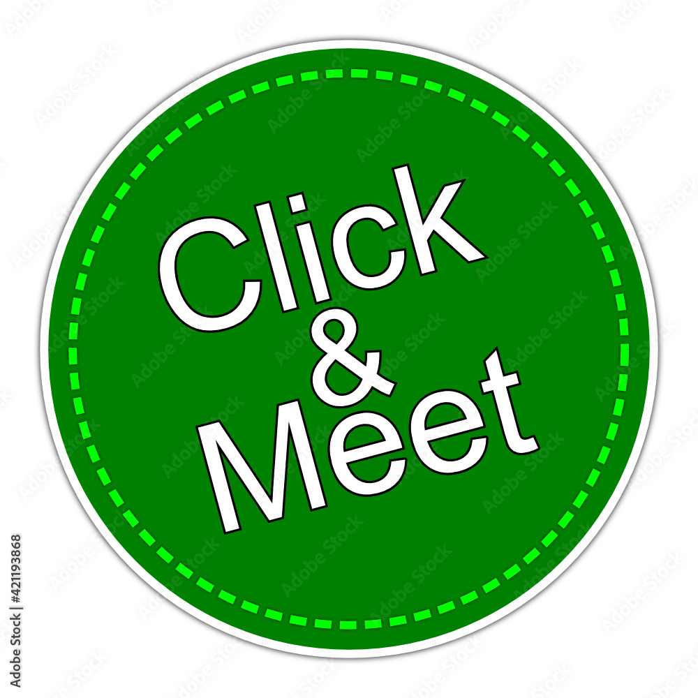 Click and Meet sticker on white background - illustration Click and Meet sticker on white background - illustration
