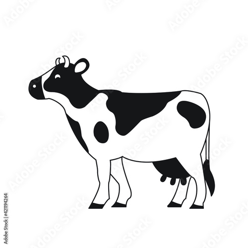Black and white cow illustration vecotr