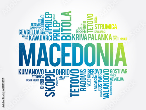 List of cities and towns in the Republic of Macedonia, word cloud collage, business and travel concept photo