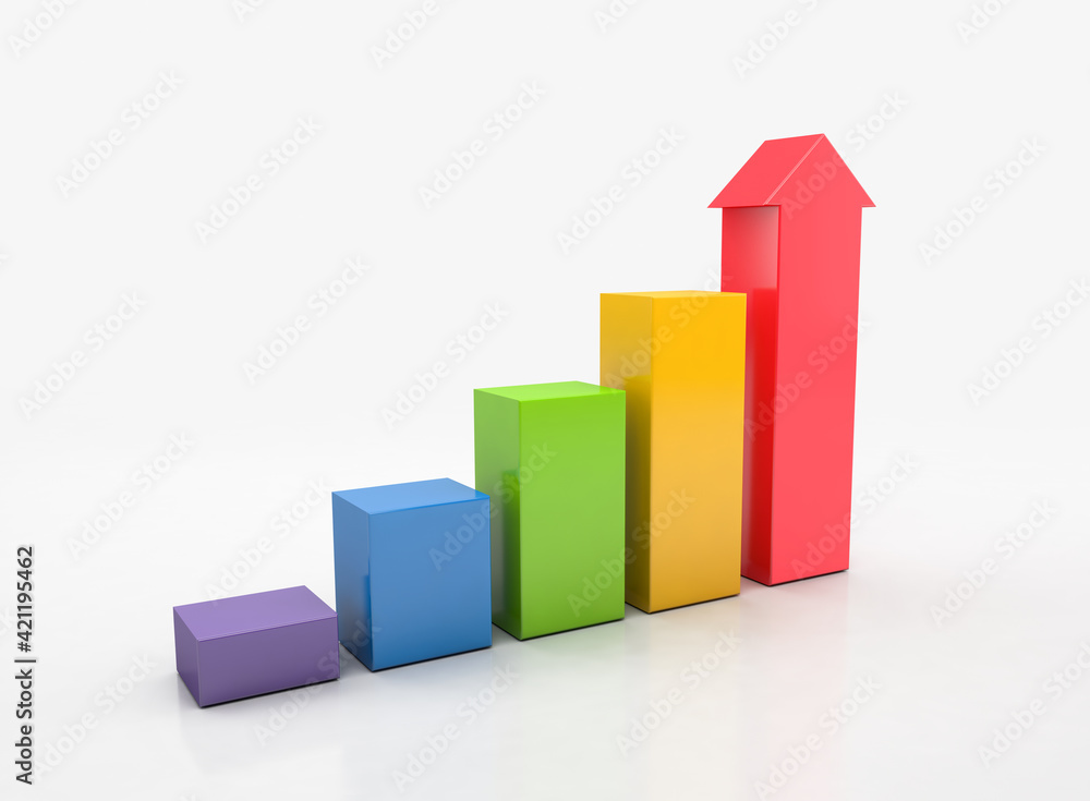 Ascending graph for growth success, economy graph, histograms, statistics Ascending graph for growth success, economy graph, histograms, statistics