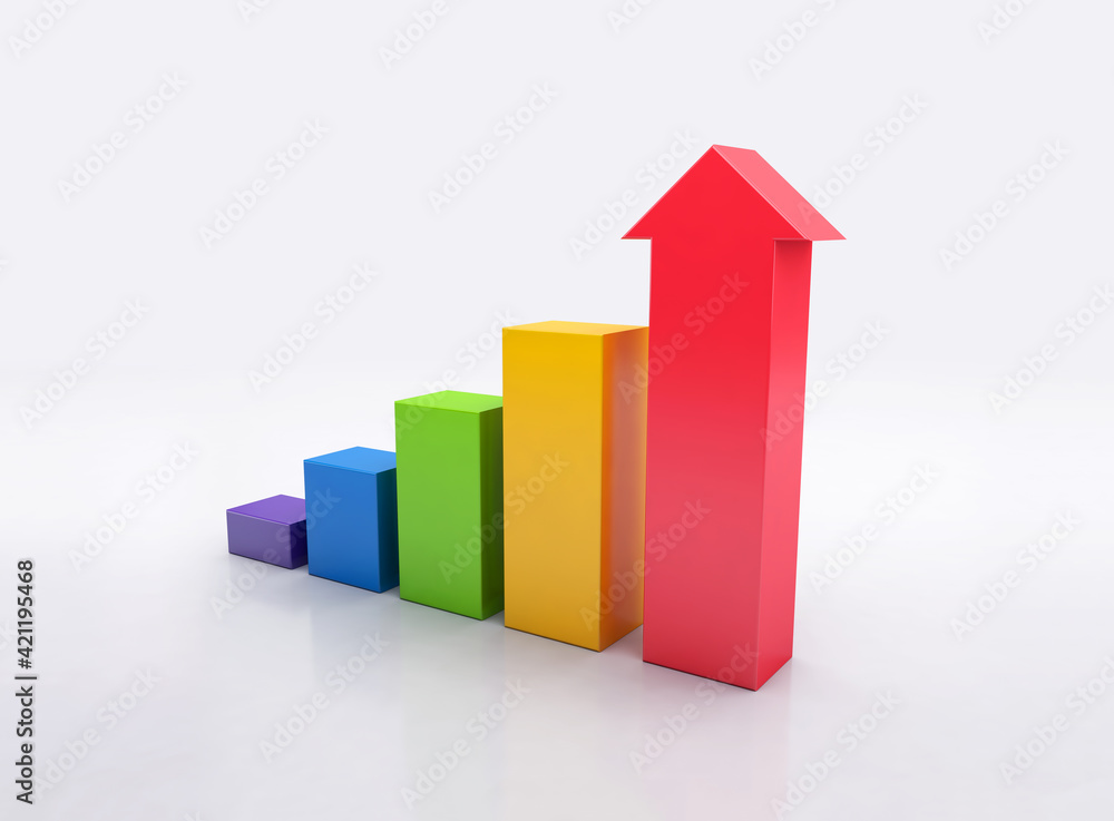 Ascending graph for growth success, economy graph, histograms, statistics Ascending graph for growth success, economy graph, histograms, statistics