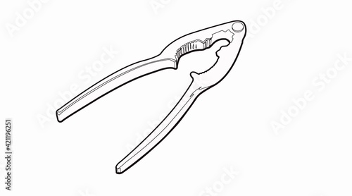 Vector Isolated Black and White Illustration of a Steel Nutcracker