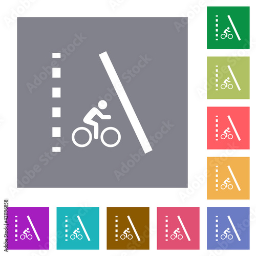 Bicycle lane square flat icons