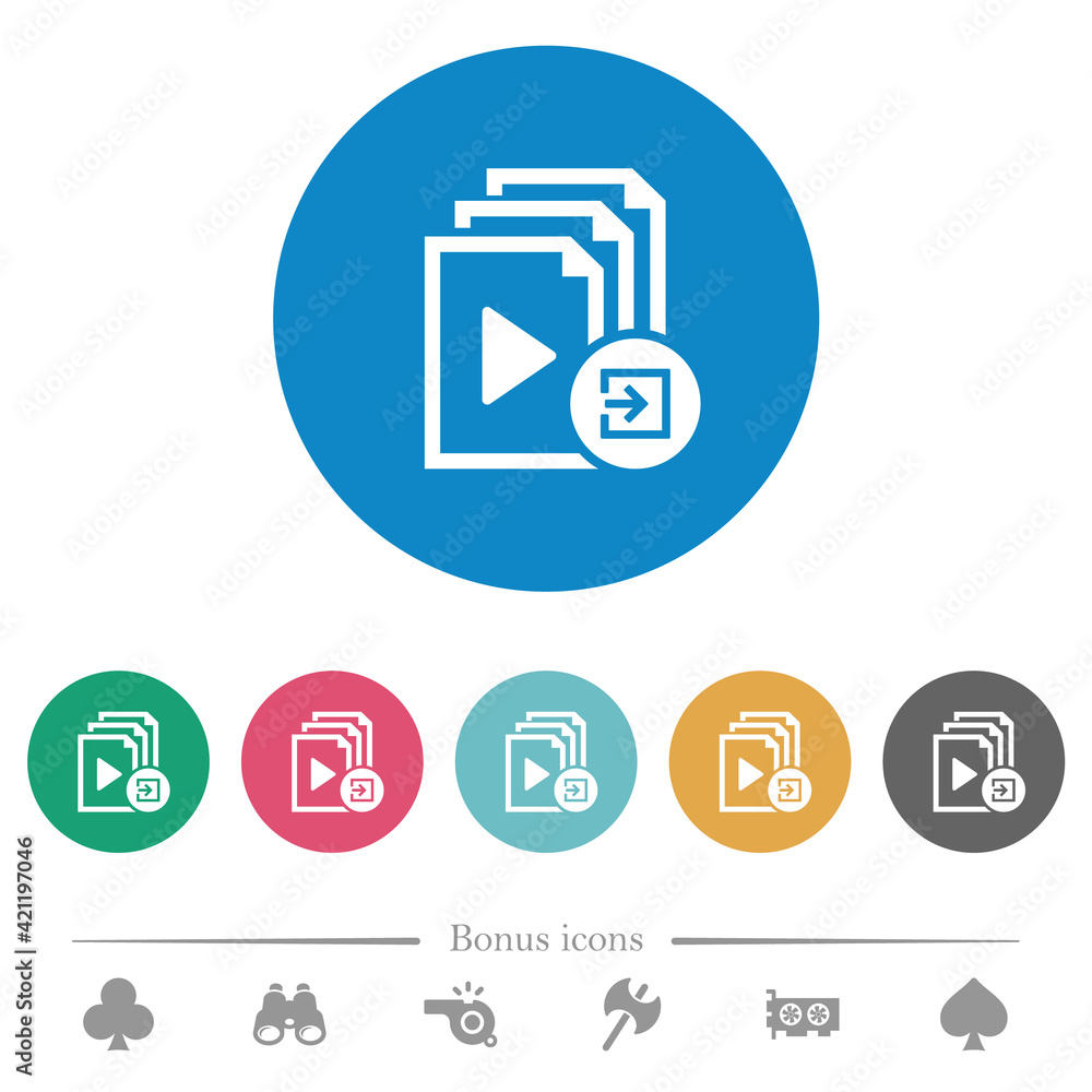 Import playlist flat round icons Import playlist flat round icons