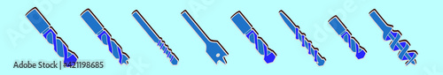 set of auger cartoon icon design template with various models. vector illustration isolated on blue background