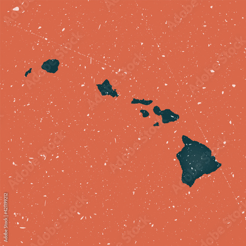 Hawaii vintage map. Grunge map of the island with distressed texture. Hawaii poster. Vector illustration.
