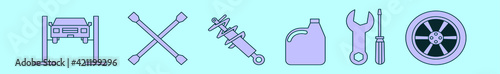 set of auto body cartoon icon design template with various models. vector illustration isolated on blue background