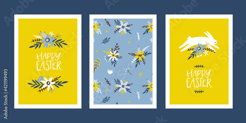 Set of easter greeting cards with handwritten holiday wishes.