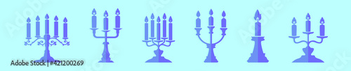 set of candle stick cartoon icon design template with various models. vector illustration isolated on blue background