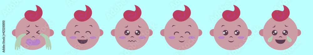 set of baby faces cartoon icon design template with various models. vector illustration isolated on blue background set of baby faces cartoon icon design template with various models. vector illustration isolated on blue background
