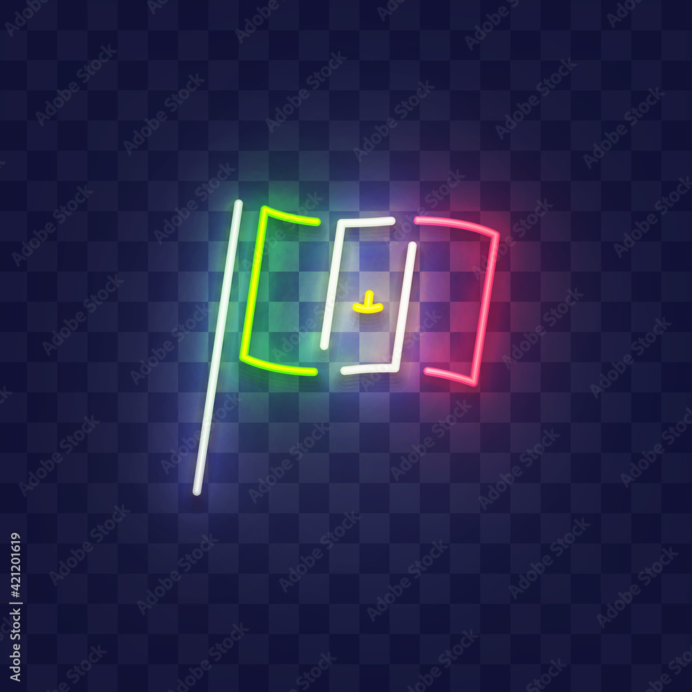 Mexico flag neon sign isolated, bright signboard. Flag Mexico icon neon