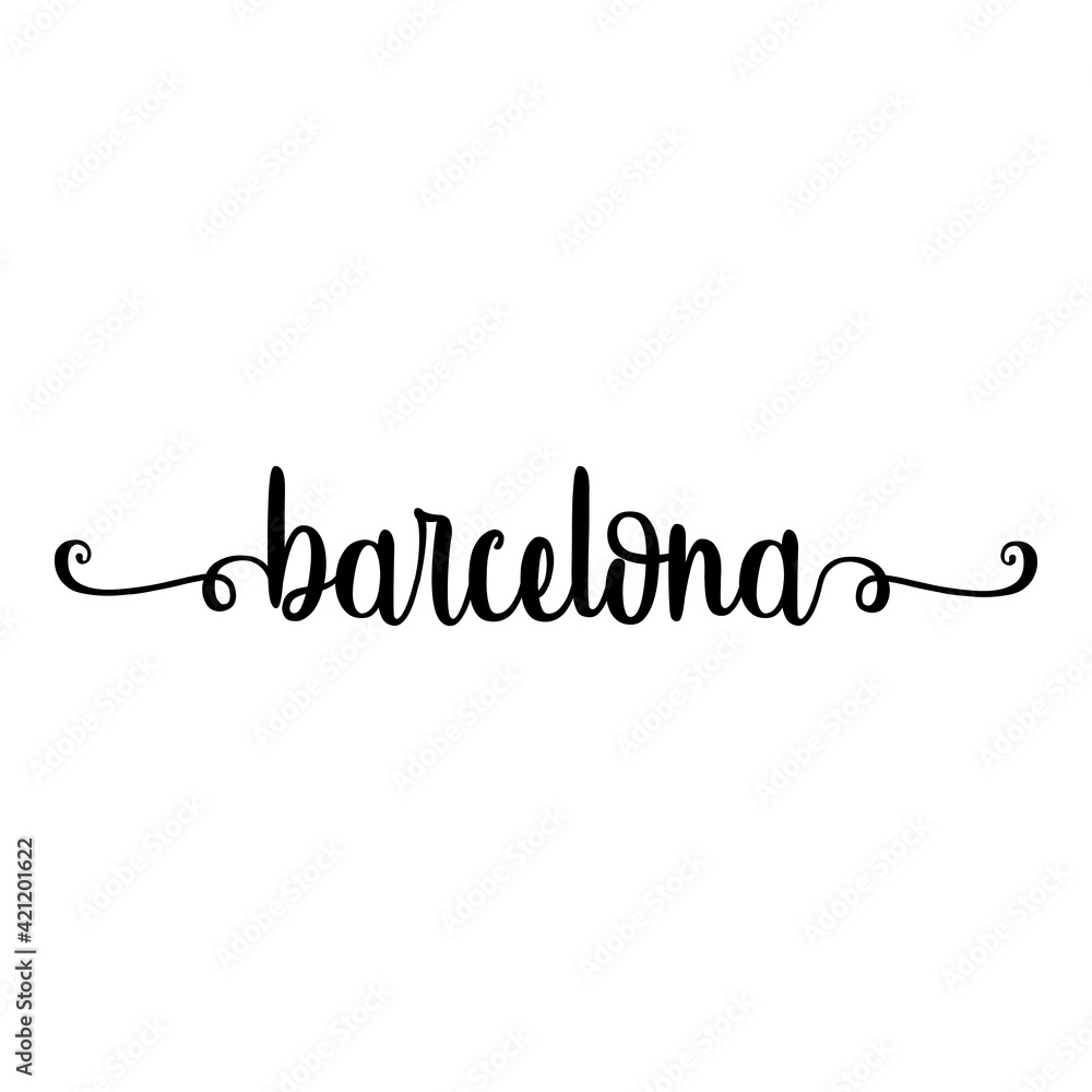 Banner con texto manuscrito barcelona escrito a mano con florituras en color negro Banner con texto manuscrito barcelona escrito a mano con florituras en color negro