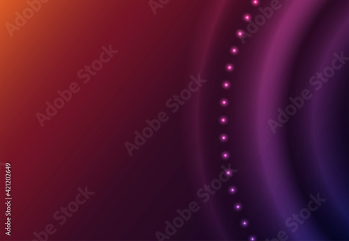 Abstract futuristic background. Luminous points and circles. Red and purple background.