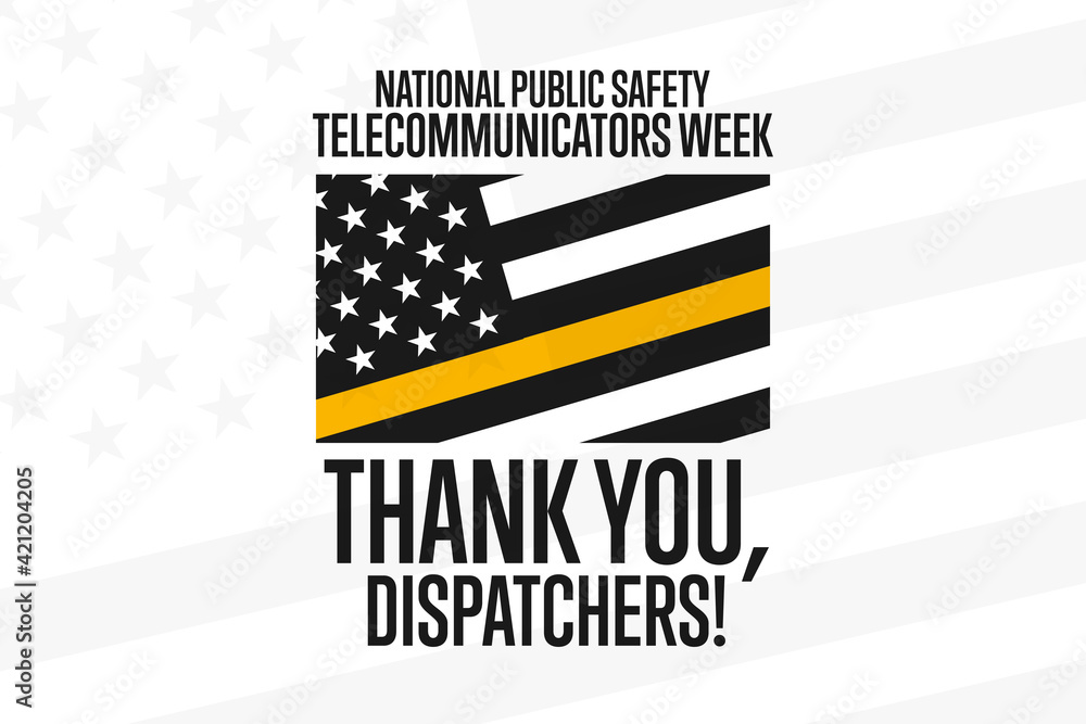 National Public Safety Telecommunicators Week. Second Week in April. Holiday concept. Template for background, banner, card, poster with text inscription. Vector EPS10 illustration.