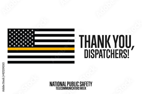 National Public Safety Telecommunicators Week. Second Week in April. Holiday concept. Template for background, banner, card, poster with text inscription. Vector EPS10 illustration.