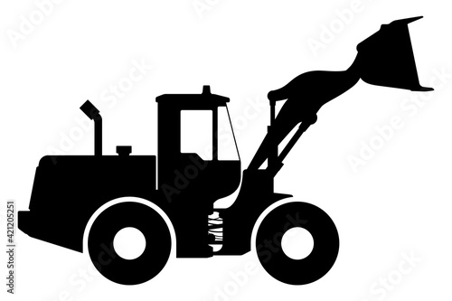 Silhouette the loader on a white background.