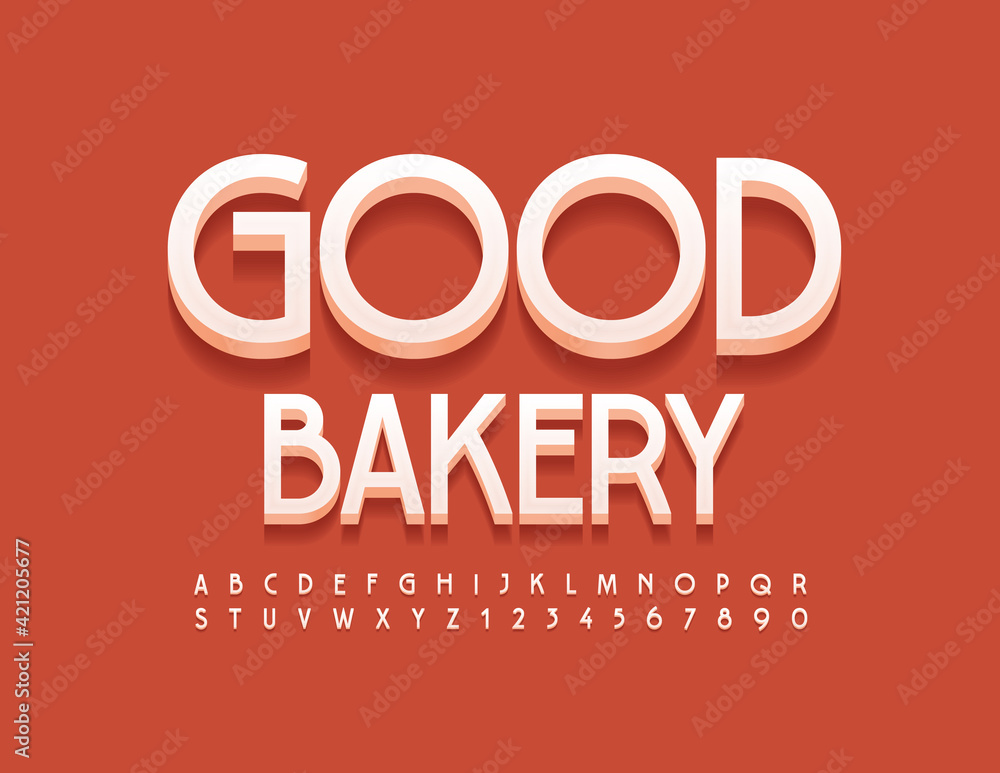 Vector stylish logo Good Bakery. Elegant modern Font. Set of trendy Alphabet Letters and Numbers