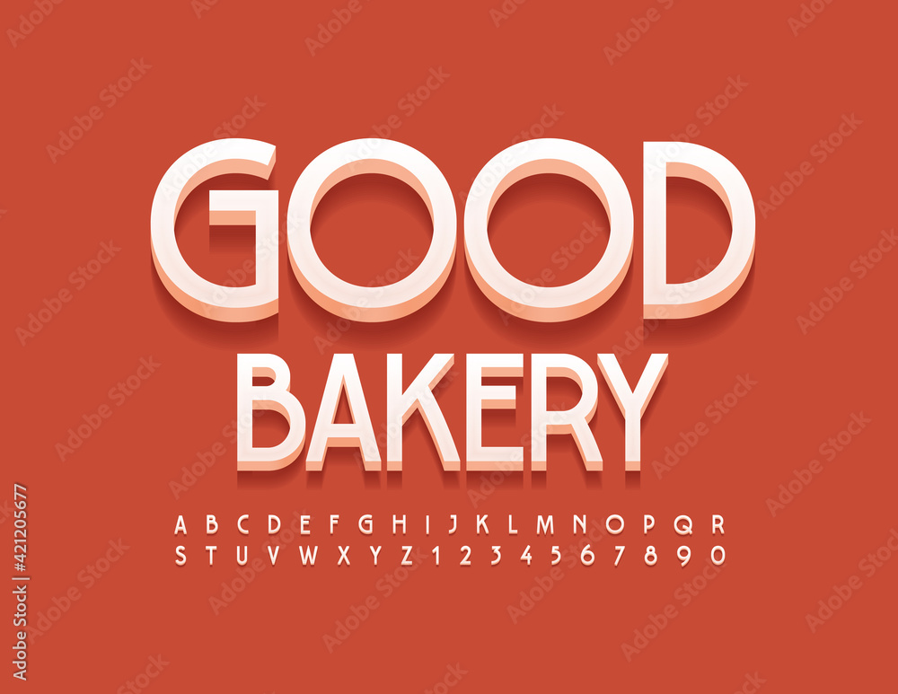 Vector stylish logo Good Bakery. Elegant modern Font. Set of trendy Alphabet Letters and Numbers Vector stylish logo Good Bakery. Elegant modern Font. Set of trendy Alphabet Letters and Numbers