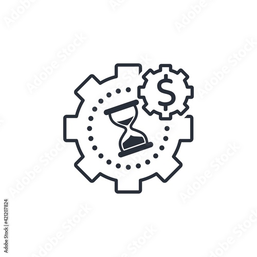 Financial countdown. Vector linear icon illustration isolated on white background.