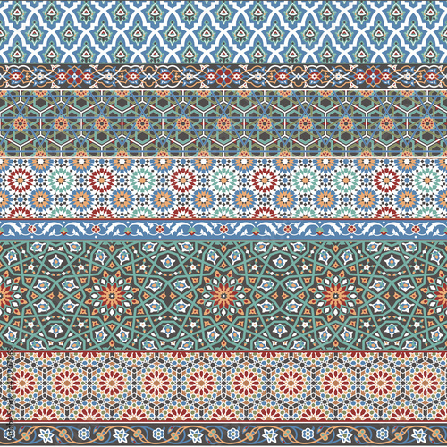 Arabic decorative azulejos  tiles patchwork islamic style vector seamless pattern mosaic 