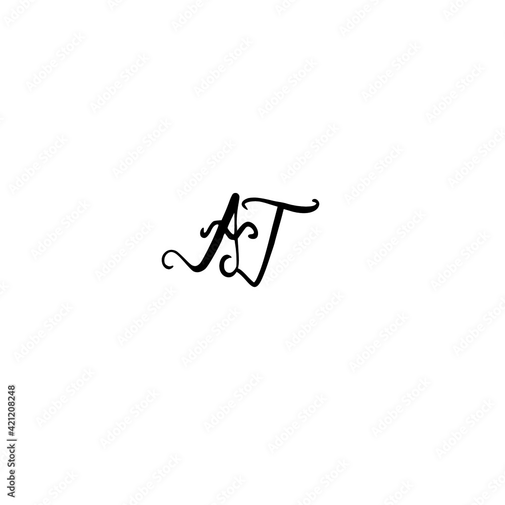 Initial AT handwritten monogram and elegant logo design Initial AT handwritten monogram and elegant logo design
