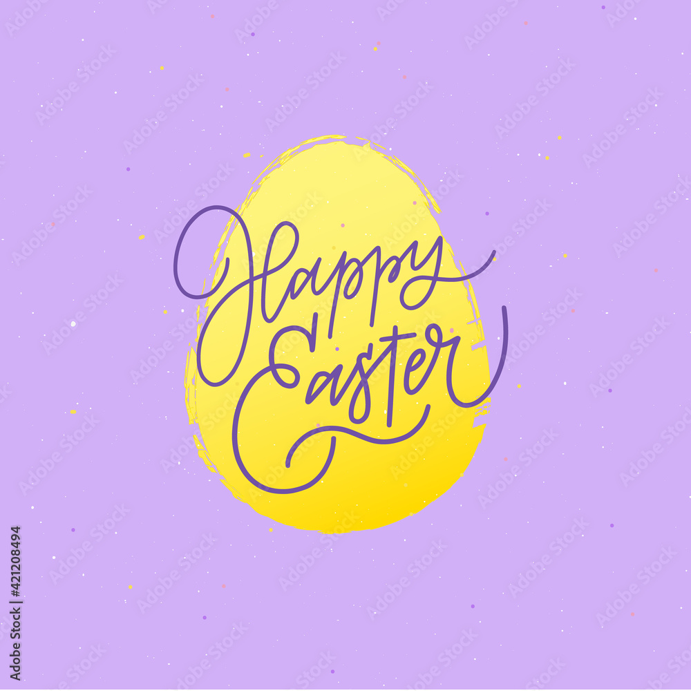Happy Easter golden egg modern line art design