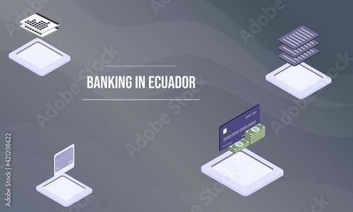 Banking in Ecuador concept on abstract design photo