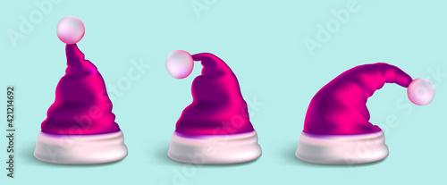 Santa Claus hats. Vector illustration.