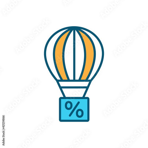 Balloon mortgage RGB color icon. Paying off full house loan balance in lump sum. Fixed-rate deal. Balloon payment. Car, home buying. Saving money on mortgage remittance. Isolated vector illustration