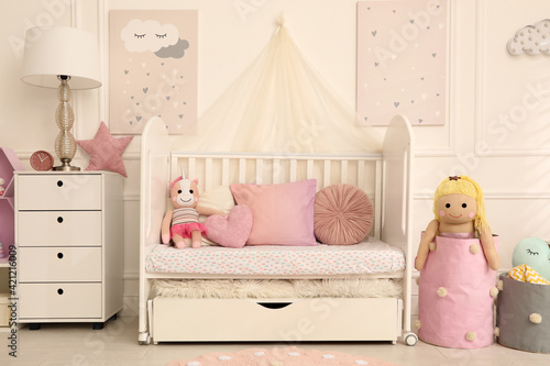 Wallpaper Mural Cozy baby room interior with crib and toys Torontodigital.ca