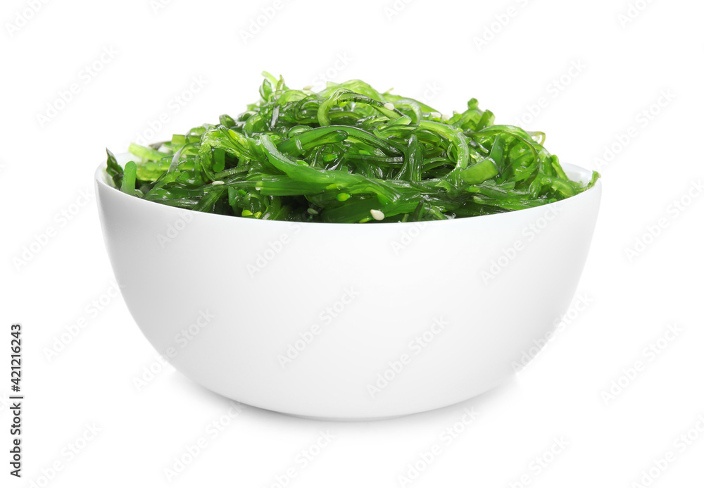 Japanese seaweed salad in bowl isolated on white Japanese seaweed salad in bowl isolated on white