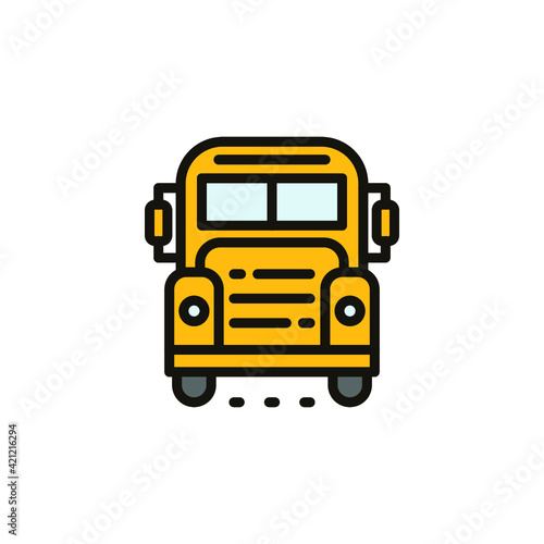 Vector illustration of a school bus (school attributes and environment) on white background. Back to school topic.