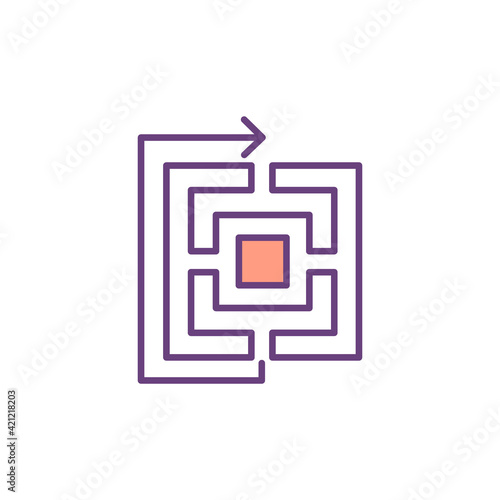 Original solutions development RGB color icon. Lateral thinking. Problems-solving by creative approach. Making unexpected connections between ideas. Lateral mindset. Isolated vector illustration