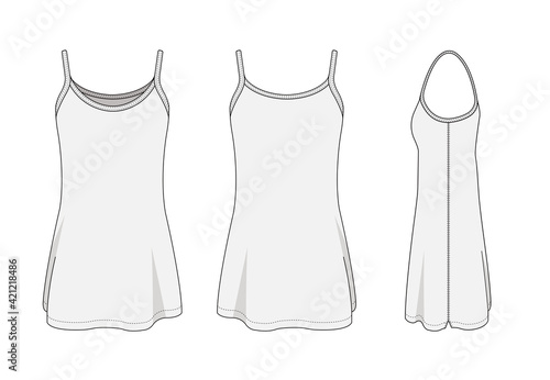 Obraz na płótnie Woman long camisole dress template vector illustration