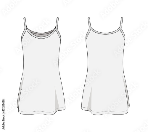 Obraz na plátně Woman long camisole dress template vector illustration