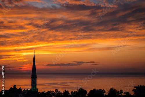 sunset in the city