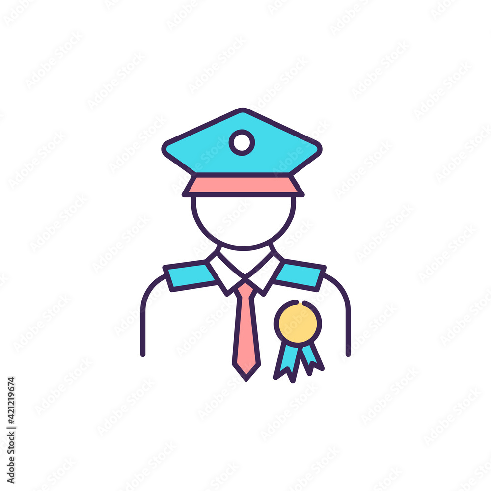 Veteran compensation and pension RGB color icon. Military retirement. Service-connected condition. Mental health issues. Occupational impairment. Paying for disability. Isolated vector illustration