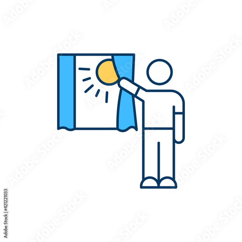 Daylighting therapy RGB color icon. Natural light exposure. Handling with stress and anxiety. Photodynamic therapy. Treatment for seasonal affective disorder. Isolated vector illustration